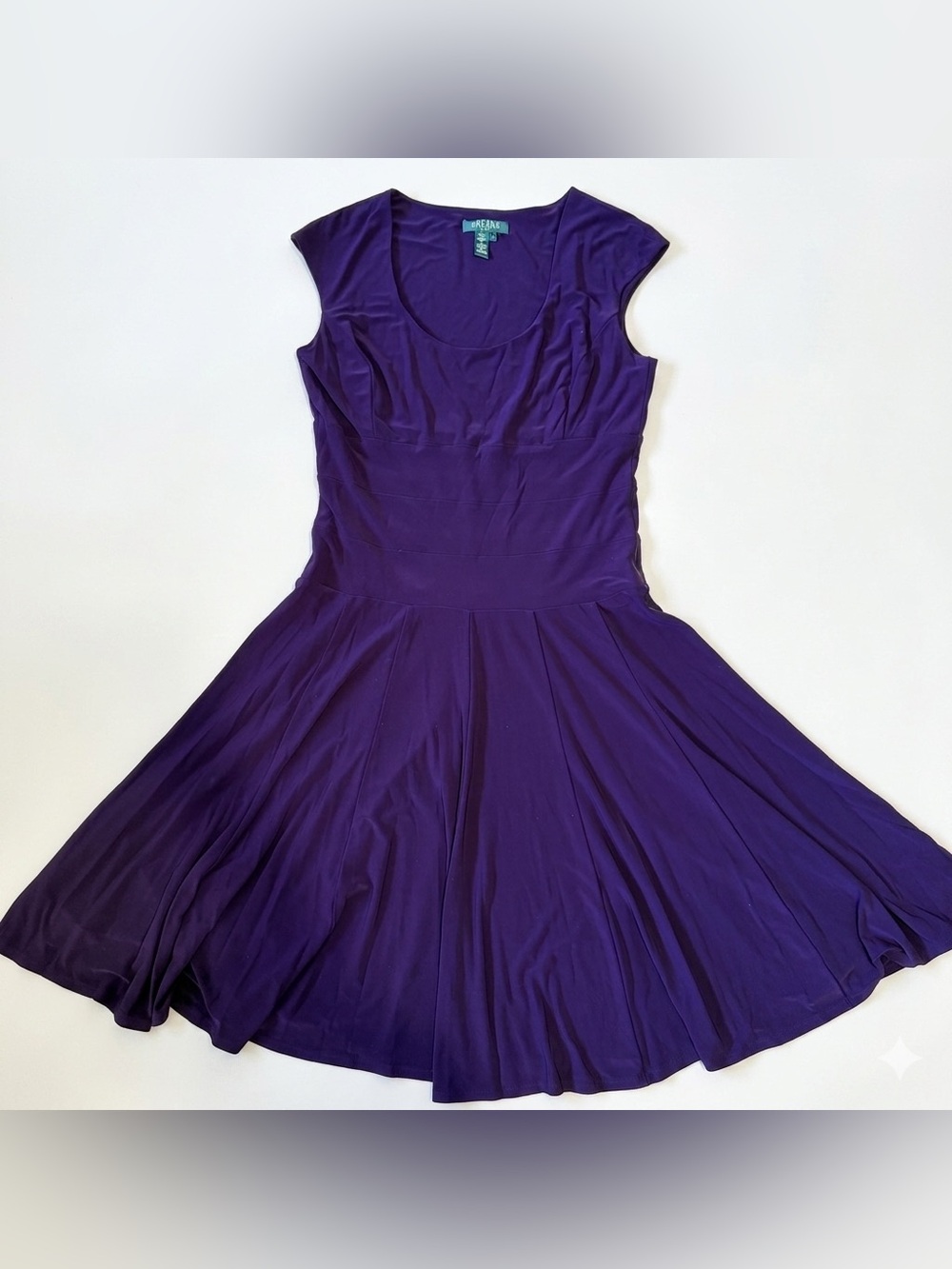 Ralph Lauren Purple Scoop Neck Fit & Flare Midi Dress Formal Officewear